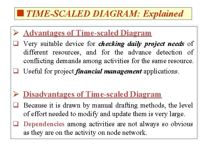 <TIME-SCALED DIAGRAM: Explained Ø Advantages of Time-scaled Diagram q Very suitable device for checking