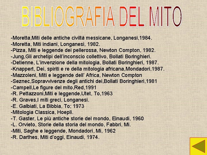 -Moretta, Miti delle antiche civiltà messicane, Longanesi, 1984. -Moretta, Miti indiani, Longanesi, 1982. -Pizza,