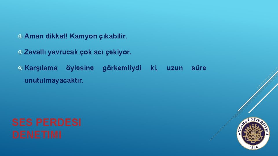  Aman dikkat! Kamyon çıkabilir. Zavallı yavrucak çok acı çekiyor. Karşılama öylesine unutulmayacaktır. SES