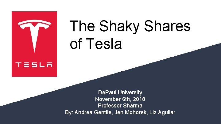 Tesla’s The Shaky Shares of Tesla De. Paul University November 6 th, 2018 Professor