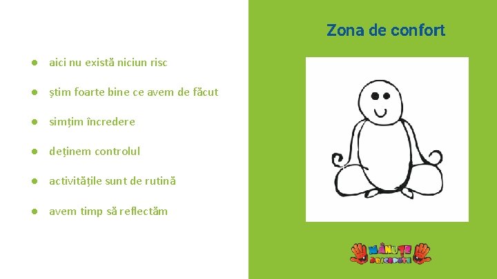 Zona de confort ● aici nu există niciun risc ● știm foarte bine ce