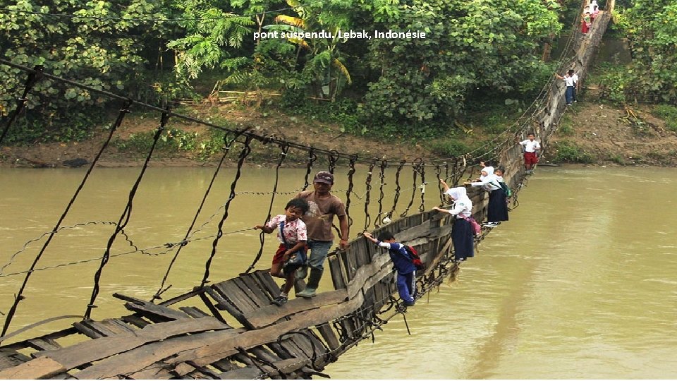 pont suspendu. Lebak, Indonésie 