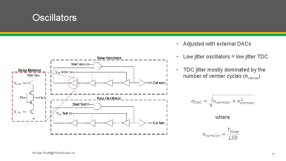 Oscillators • Adjusted with external DACs • Low jitter oscillators = low jitter TDC