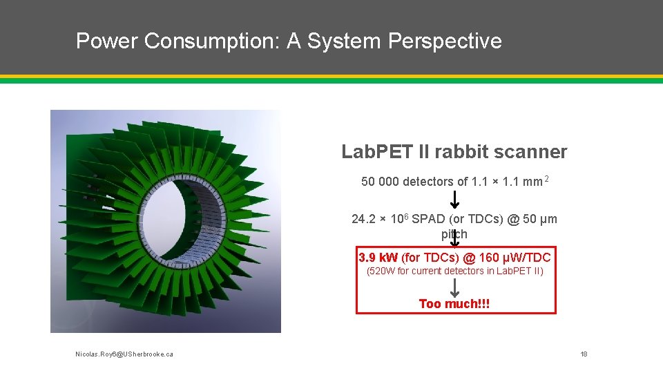 Power Consumption: A System Perspective Lab. PET II rabbit scanner 50 000 detectors of