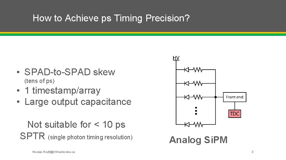 How to Achieve ps Timing Precision? • SPAD-to-SPAD skew (tens of ps) • 1