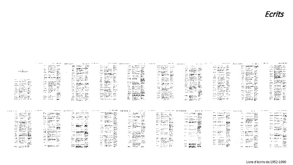 Ecrits Liste d’écrits de 1952 -1990 