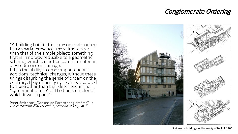 Conglomerate Ordering “A building built in the conglomerate order: has a spatial presence, more