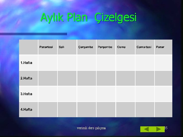 Aylık Plan Çizelgesi verimli ders çalışma 35 