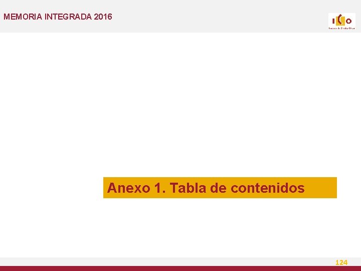 MEMORIA INTEGRADA 2016 Anexo 1. Tabla de contenidos 124 