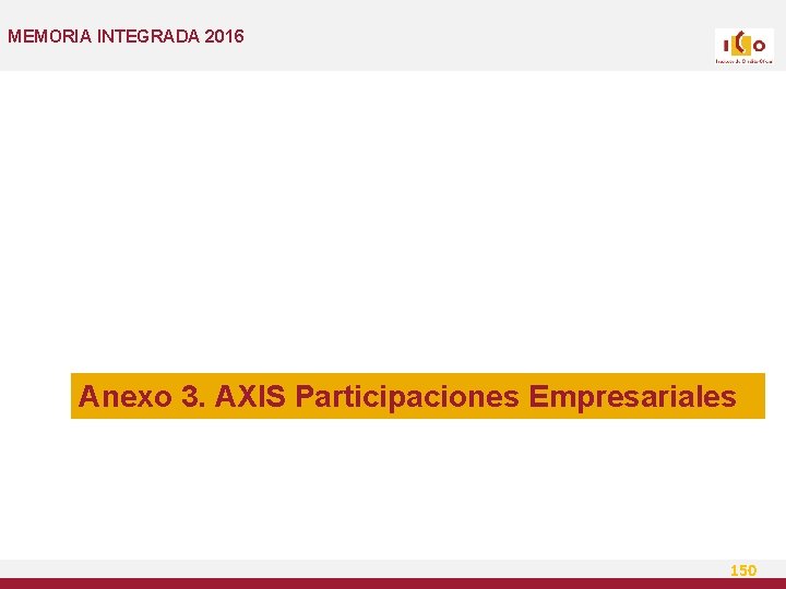 MEMORIA INTEGRADA 2016 Anexo 3. AXIS Participaciones Empresariales 150 