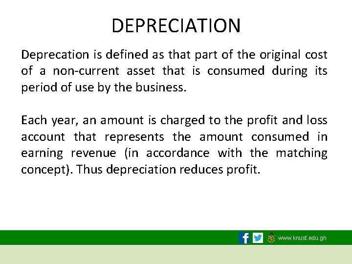 DEPRECIATION Deprecation is defined as that part of the original cost of a non‐current