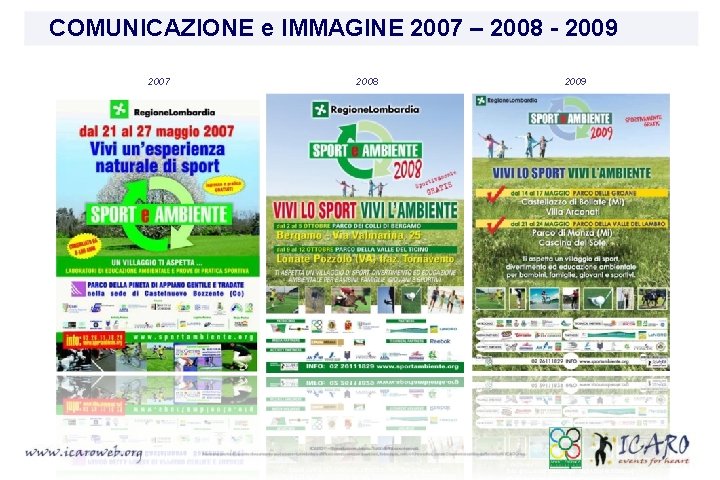 COMUNICAZIONE e IMMAGINE 2007 – 2008 - 2009 2007 2008 2009 