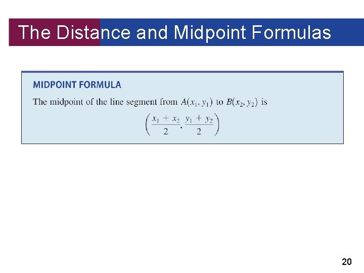 The Distance and Midpoint Formulas 20 