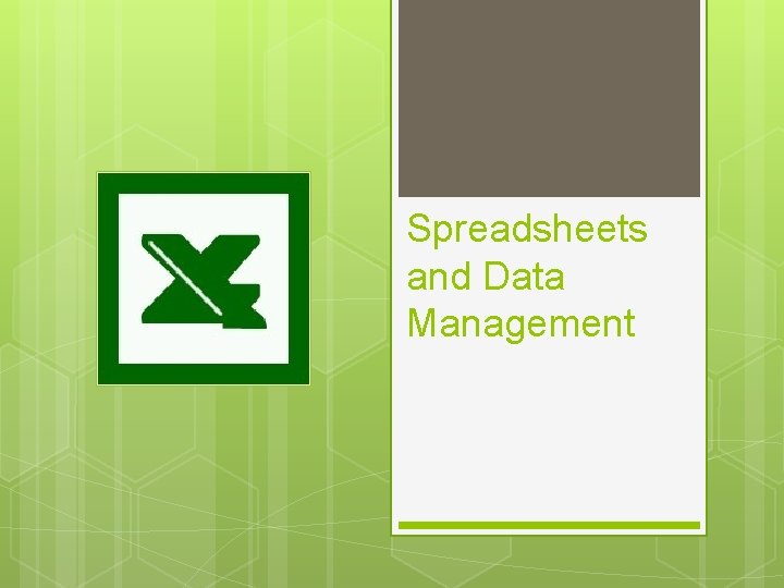 MICROSOFT EXCEL Spreadsheets and Data Management 
