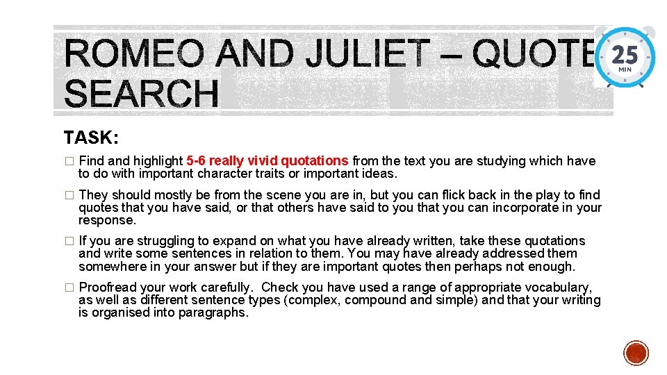 TASK: � Find and highlight 5 -6 really vivid quotations from the text you TASK: � Find and highlight 5 -6 really vivid quotations from the text you