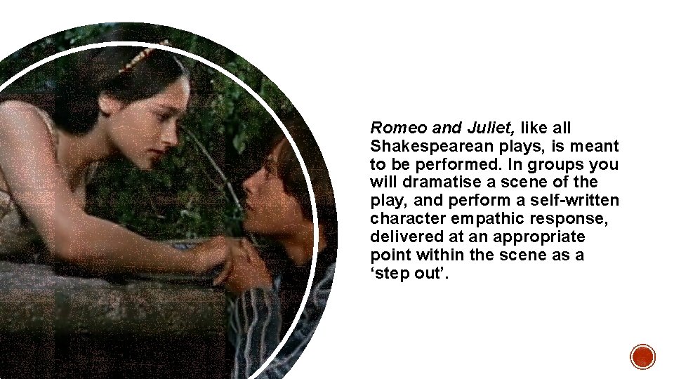 Romeo and Juliet, like all Shakespearean plays, is meant to be performed. In groups Romeo and Juliet, like all Shakespearean plays, is meant to be performed. In groups