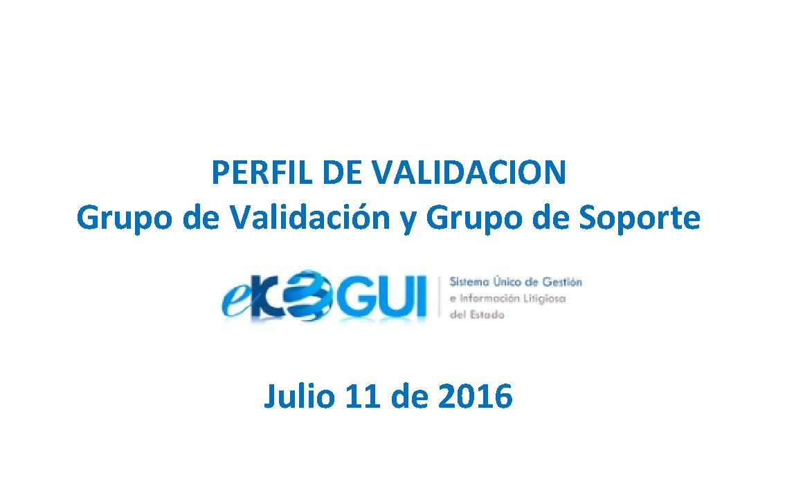 PERFIL DE VALIDACION Grupo de Validación y Grupo de Soporte Julio 11 de 2016