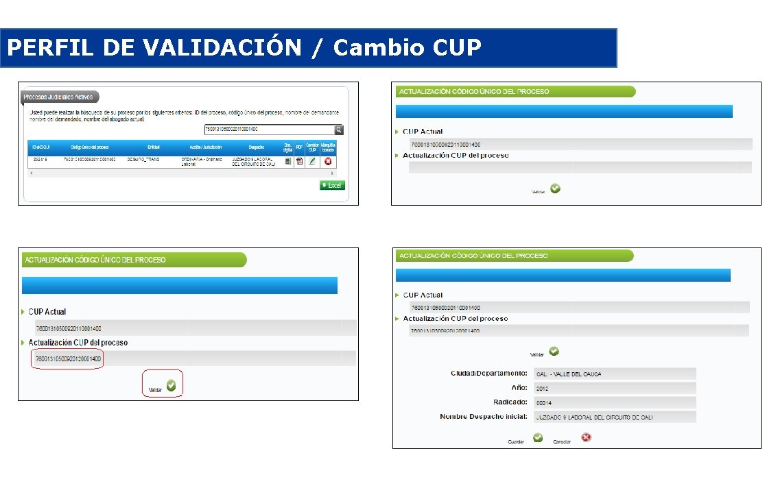 PERFIL DE VALIDACIÓN / Cambio CUP 