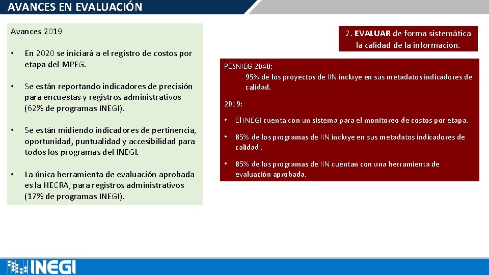 AVANCES EN EVALUACIÓN Avances 2019 • • En 2020 se iniciará a el registro AVANCES EN EVALUACIÓN Avances 2019 • • En 2020 se iniciará a el registro