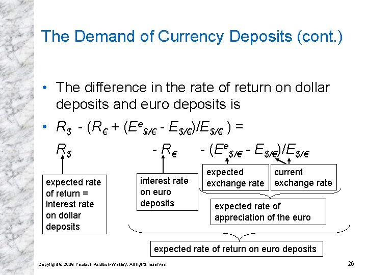 The Demand of Currency Deposits (cont. ) • The difference in the rate of The Demand of Currency Deposits (cont. ) • The difference in the rate of