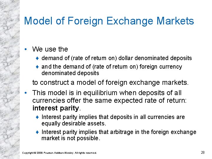 Model of Foreign Exchange Markets • We use the ¨ demand of (rate of