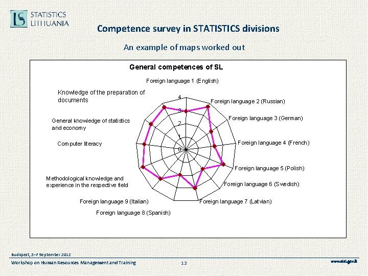 Competence survey in STATISTICS divisions An example of maps worked out General competences of