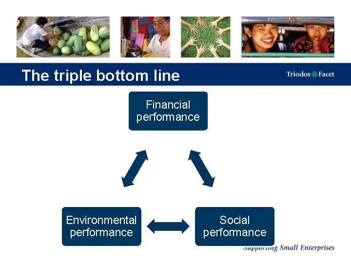 The triple bottom line Financial performance Environmental performance Social performance 