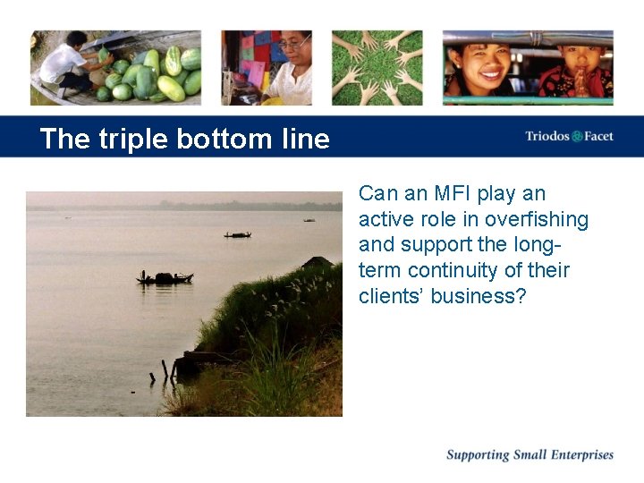 The triple bottom line Can an MFI play an active role in overfishing and