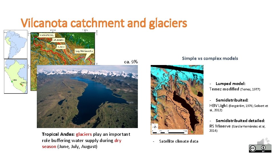 Vilcanota catchment and glaciers Simple vs complex models ca. 9% - Lumped model: Temez