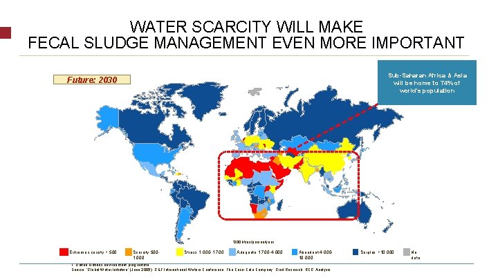 WATER SCARCITY WILL MAKE FECAL SLUDGE MANAGEMENT EVEN MORE IMPORTANT Sub-Saharan Africa & Asia