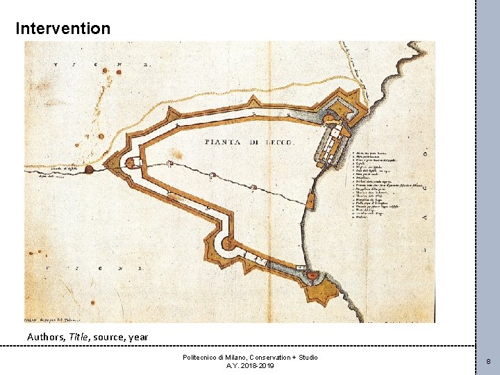 Intervention Authors, Title, source, year Politecnico di Milano, Conservation + Studio A. Y. 2018