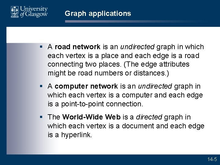 Graph applications § A road network is an undirected graph in which each vertex
