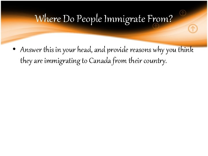 Where Do People Immigrate From? • Answer this in your head, and provide reasons