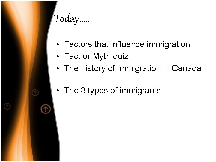 Today…. . • Factors that influence immigration • Fact or Myth quiz! • The