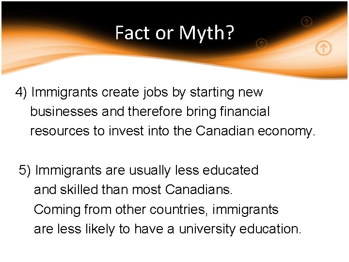 Fact or Myth? 4) Immigrants create jobs by starting new businesses and therefore bring