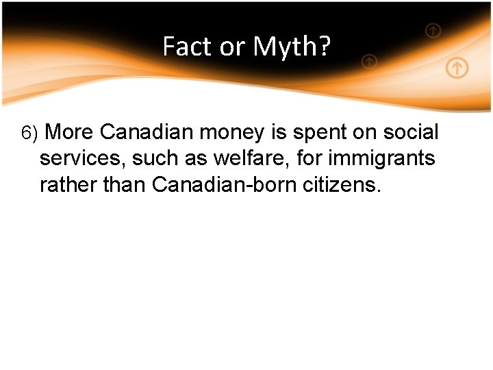 Fact or Myth? 6) More Canadian money is spent on social services, such as
