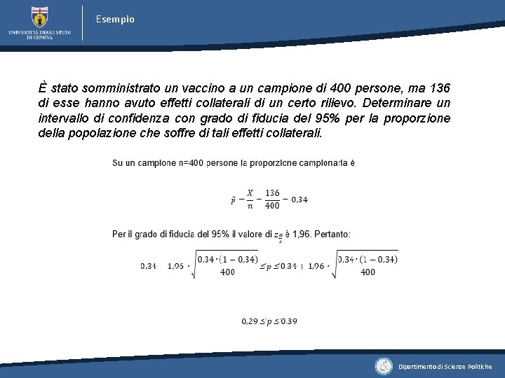 Esempio È stato somministrato un vaccino a un campione di 400 persone, ma 136 Esempio È stato somministrato un vaccino a un campione di 400 persone, ma 136