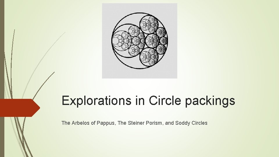 Explorations in Circle packings The Arbelos of Pappus, The Steiner Porism, and Soddy Circles