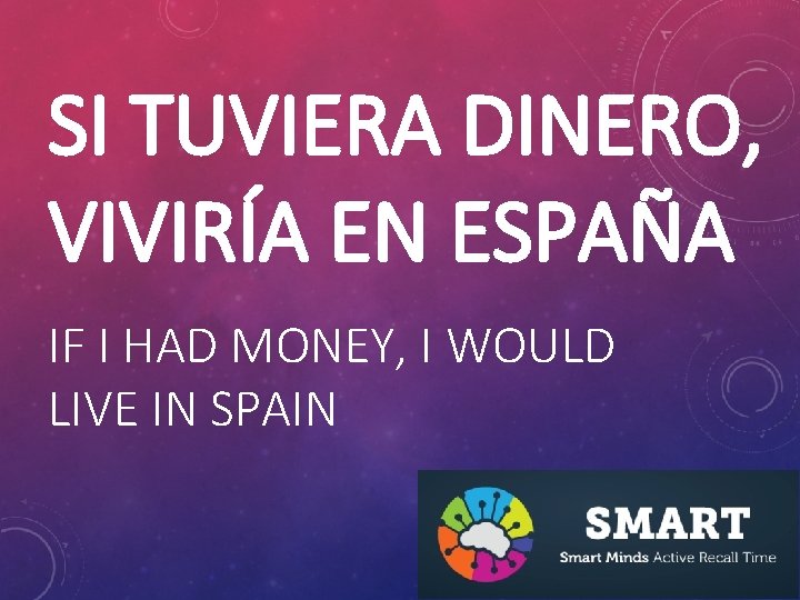 SI TUVIERA DINERO, VIVIRÍA EN ESPAÑA IF I HAD MONEY, I WOULD LIVE IN