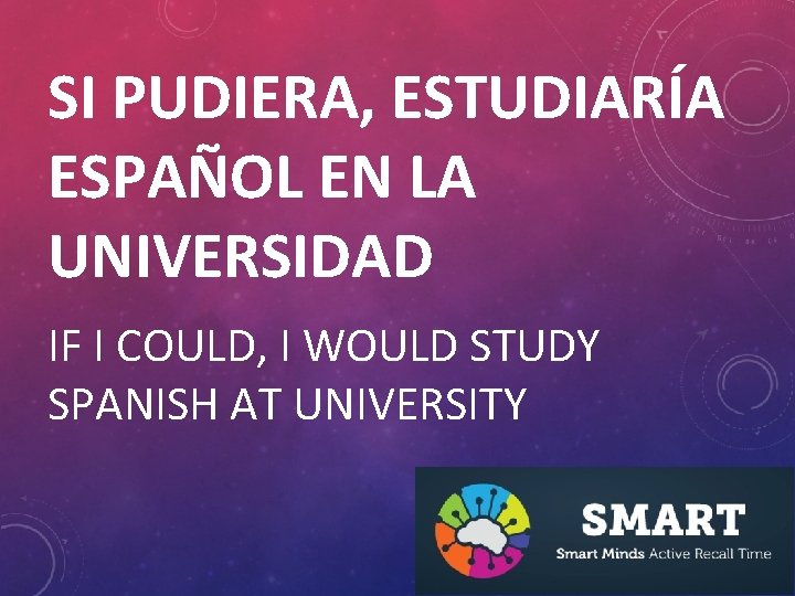 SI PUDIERA, ESTUDIARÍA ESPAÑOL EN LA UNIVERSIDAD IF I COULD, I WOULD STUDY SPANISH
