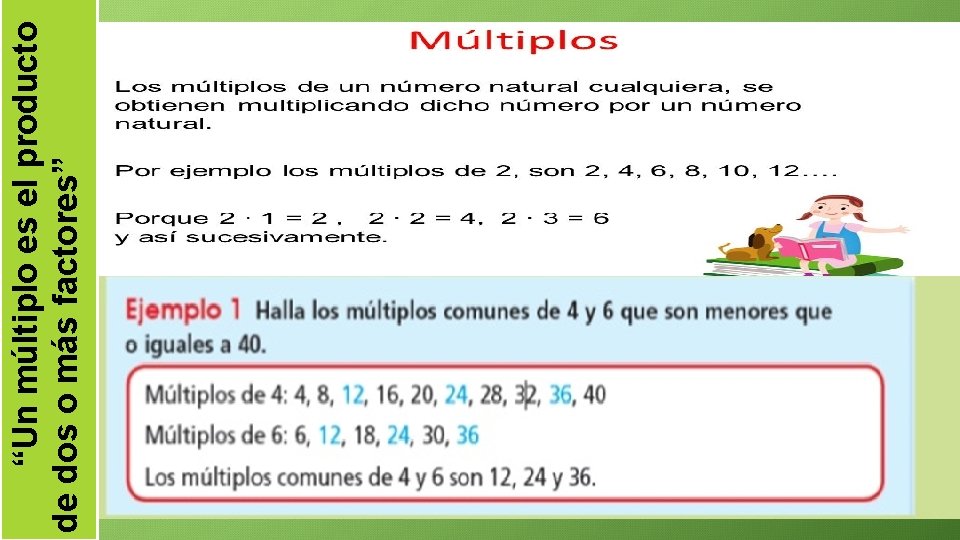 “Un múltiplo es el producto de dos o más factores” 