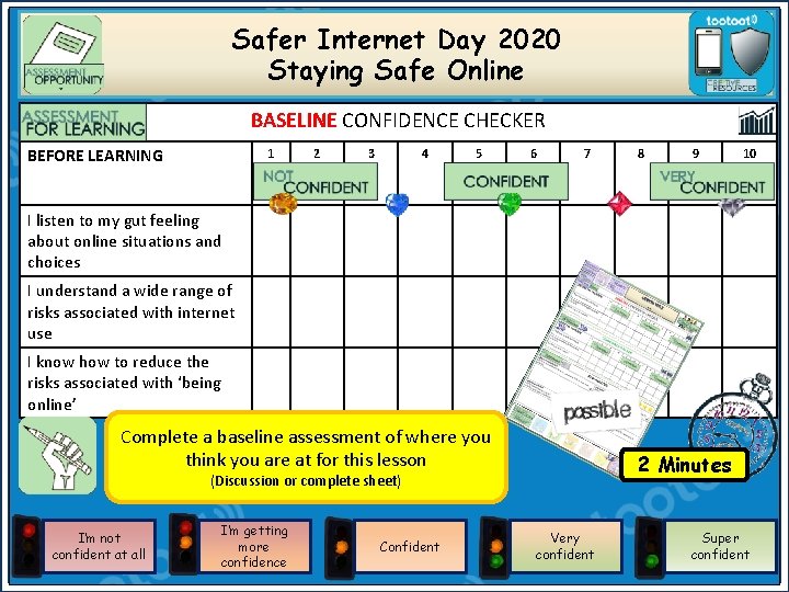 Safer Internet Day 2020 Staying Safe Online BASELINE CONFIDENCE CHECKER BEFORE LEARNING 1 2