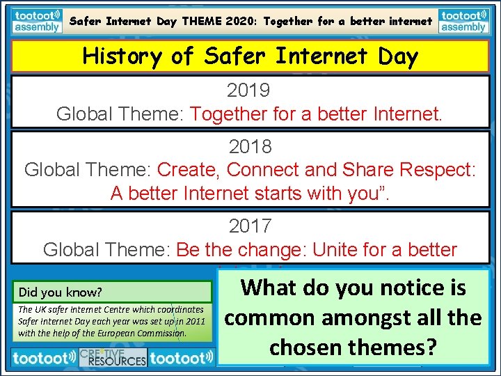 Safer Internet Day THEME 2020: Together for a better internet History of Safer Internet