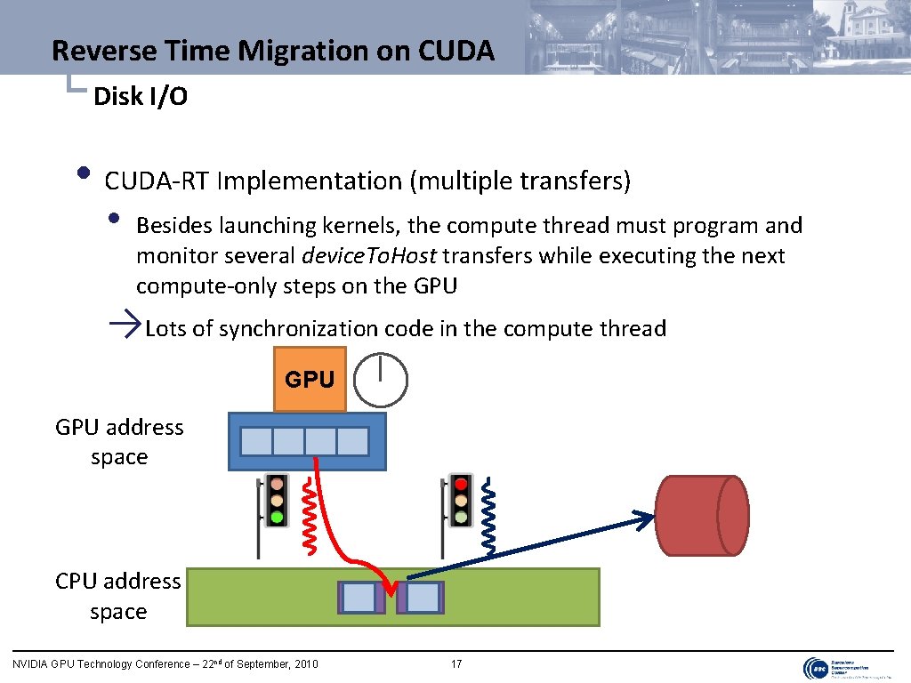 Reverse Time Migration on CUDA └ Disk I/O • CUDA-RT Implementation (multiple transfers) •