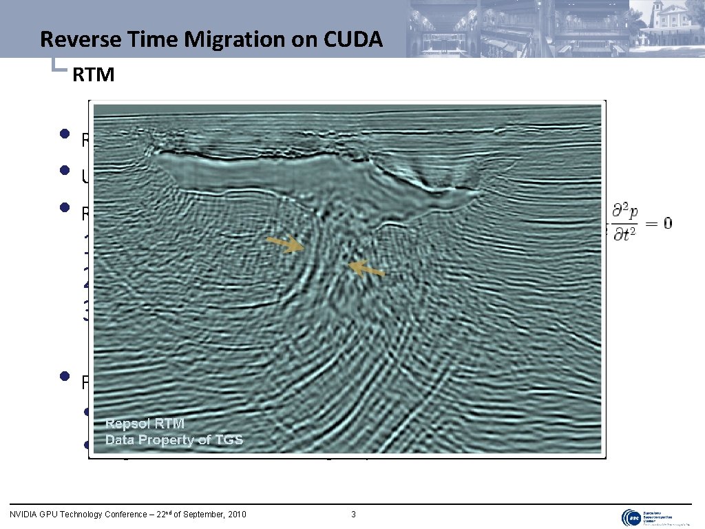 Reverse Time Migration on CUDA └ RTM • RTM generates an image of the