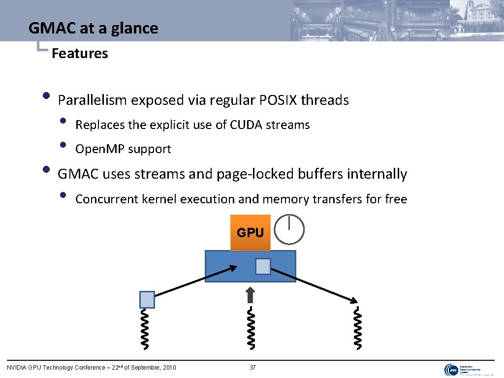 GMAC at a glance └ Features • Parallelism exposed via regular POSIX threads •