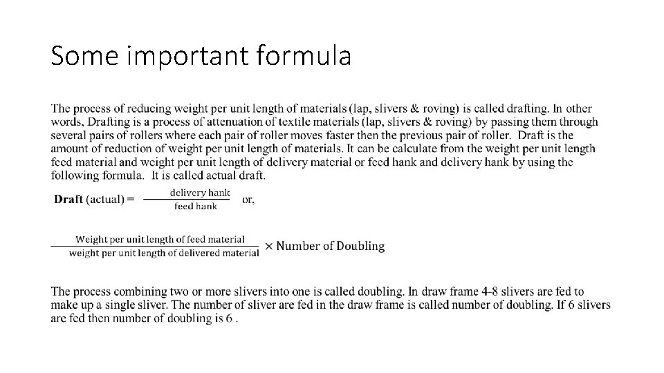 Some important formula • 