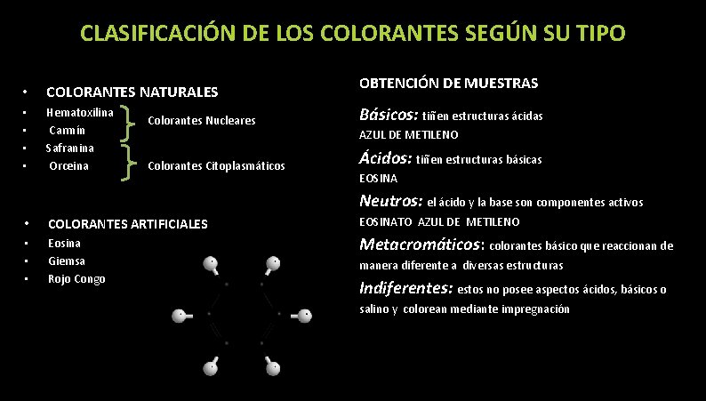 CLASIFICACIÓN DE LOS COLORANTES SEGÚN SU TIPO • COLORANTES NATURALES • • Hematoxilina Carmín