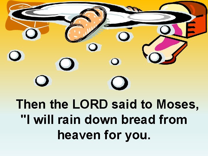  Then the LORD said to Moses, "I will rain down bread from heaven