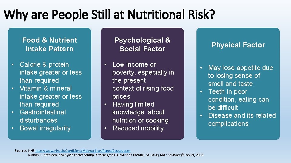 Why are People Still at Nutritional Risk? Food & Nutrient Intake Pattern • Calorie